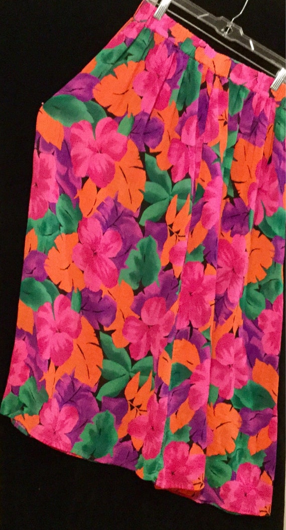 Vintage Pink Floral Maxi Skirt/Hawaiian Print/Flu… - image 4