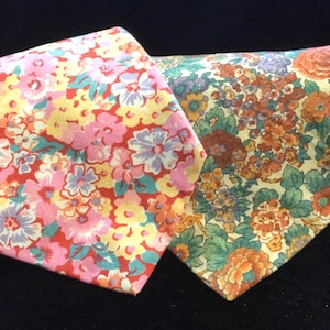 Liberty of London Necktie-Tie/Preppy Floral Print/Pink-Red-Brown Cotton/Easter-Summer/Mens-Unisex 2 Piece Set/Vintage