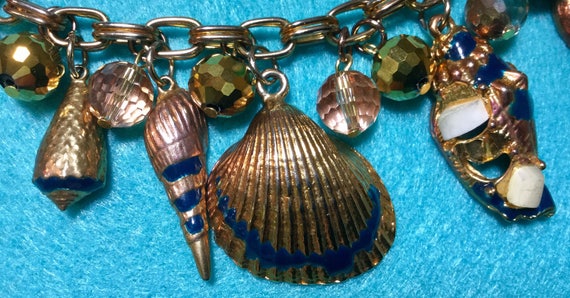 Shell Multi Charm Bracelet/Nautical/Seashells/Dan… - image 4