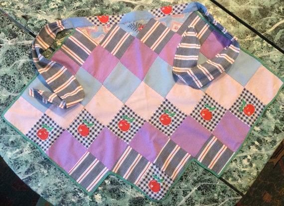 Half Apron/Patchwork Print/Red Apple Fruit/Purple… - image 1