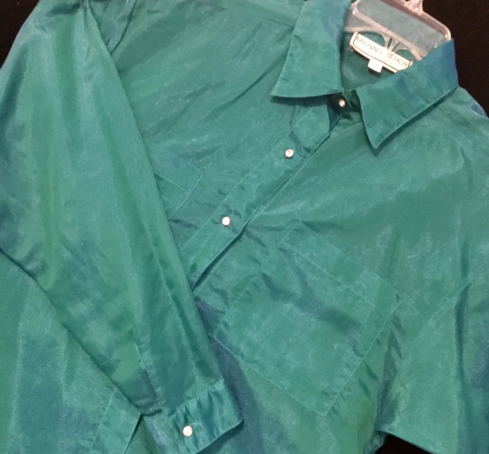 Green Metallic Blouse/shirt/top Sheer Chiffon Long Sleeve | Etsy