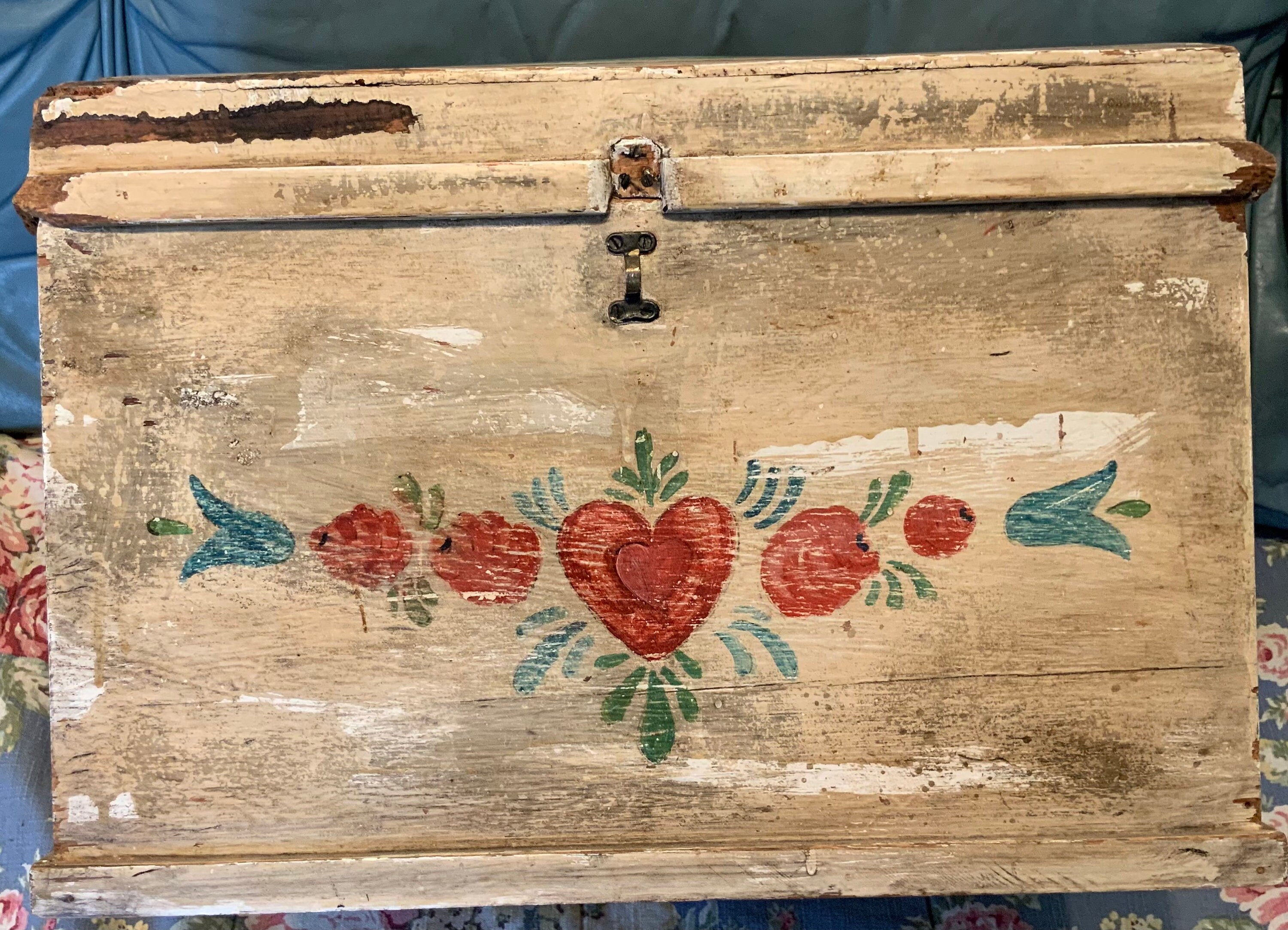 Peter Hunt Chest-trunk-recipe Storage Box/hand Painted Wood Folk Art ...