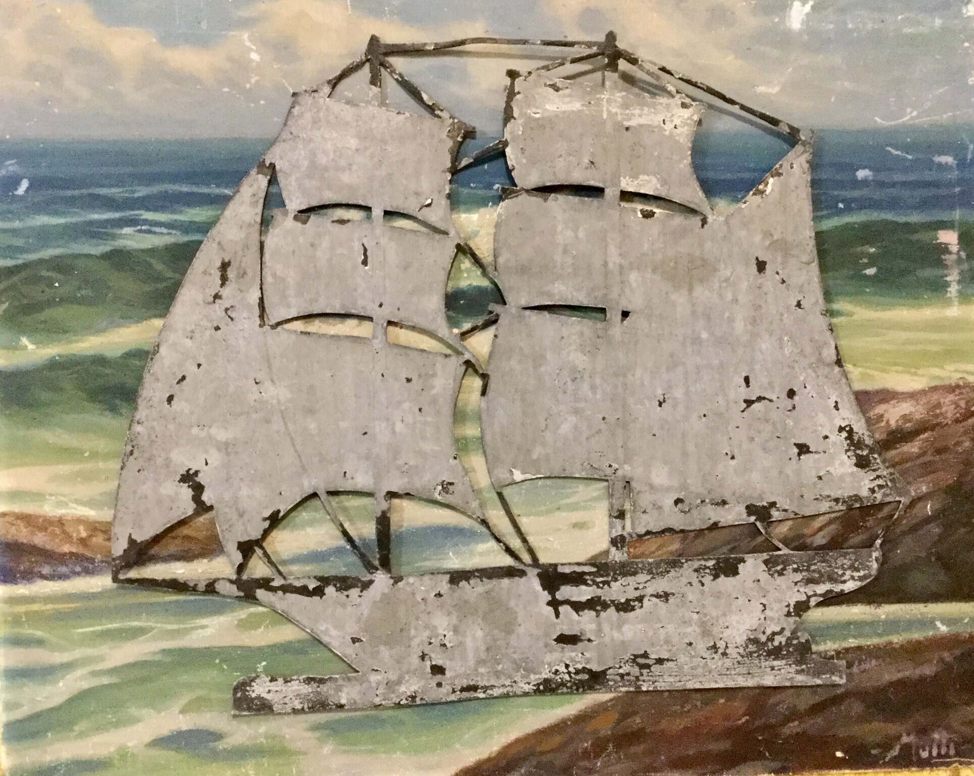 Metal Ship Plaque Nautical Wall Art Galvanized Sheet Metal 3 Etsy