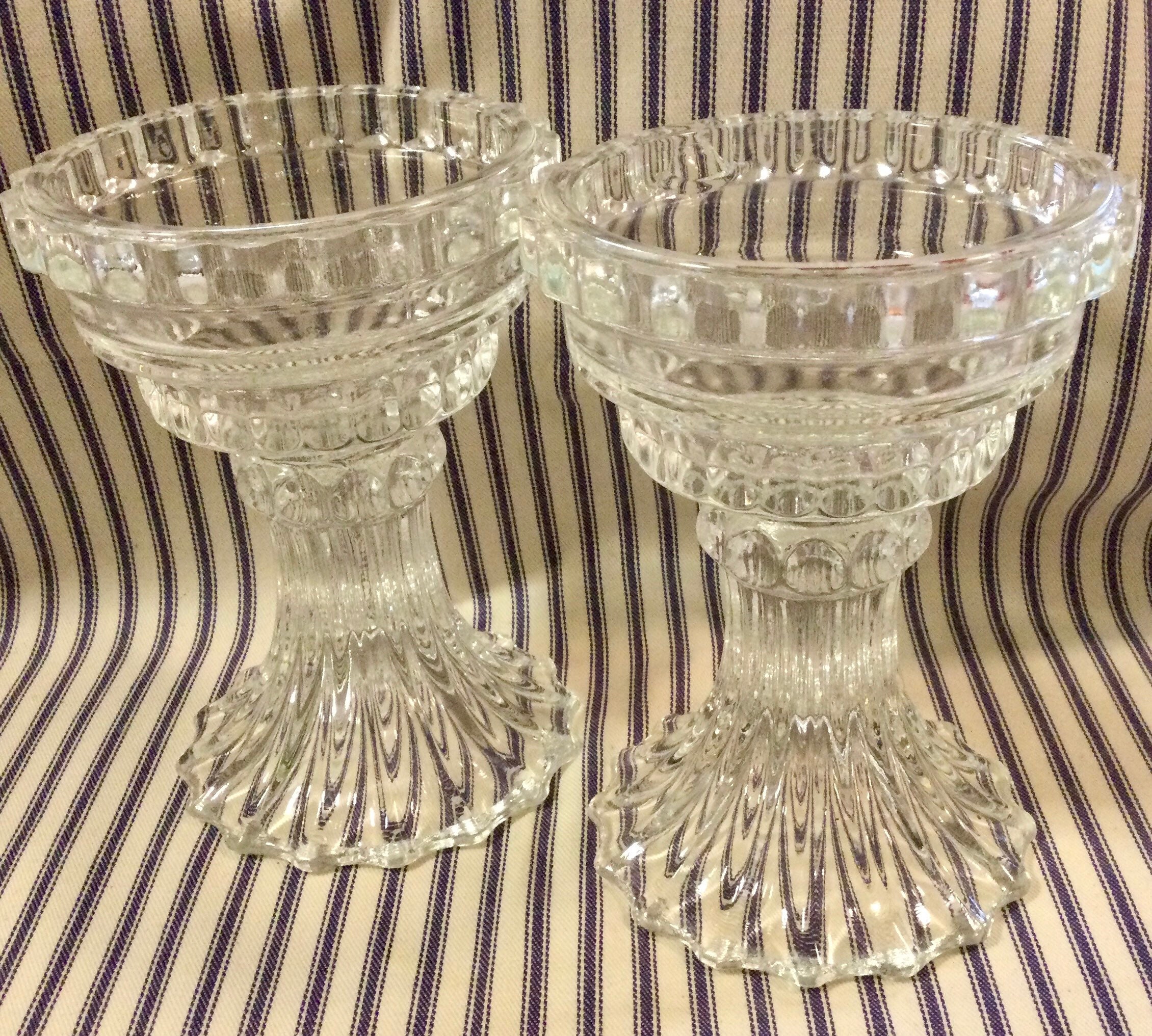 Punch Bowl Stand/Pedestal Pair Clear Glass Pressed Glass 2 Etsy