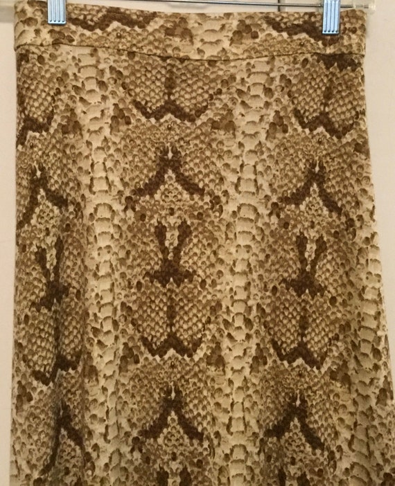 1970s Snakeskin Print Maxi Skirt/Python Snake Rep… - image 4