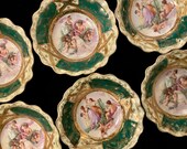 1800s St. Kilian Germany Berry Bowls 6 Piece Set OSF Oscar Schlegelmilch Factory HP Porcelain Gold-Gilt Small 6 Vintage Antique 1800s