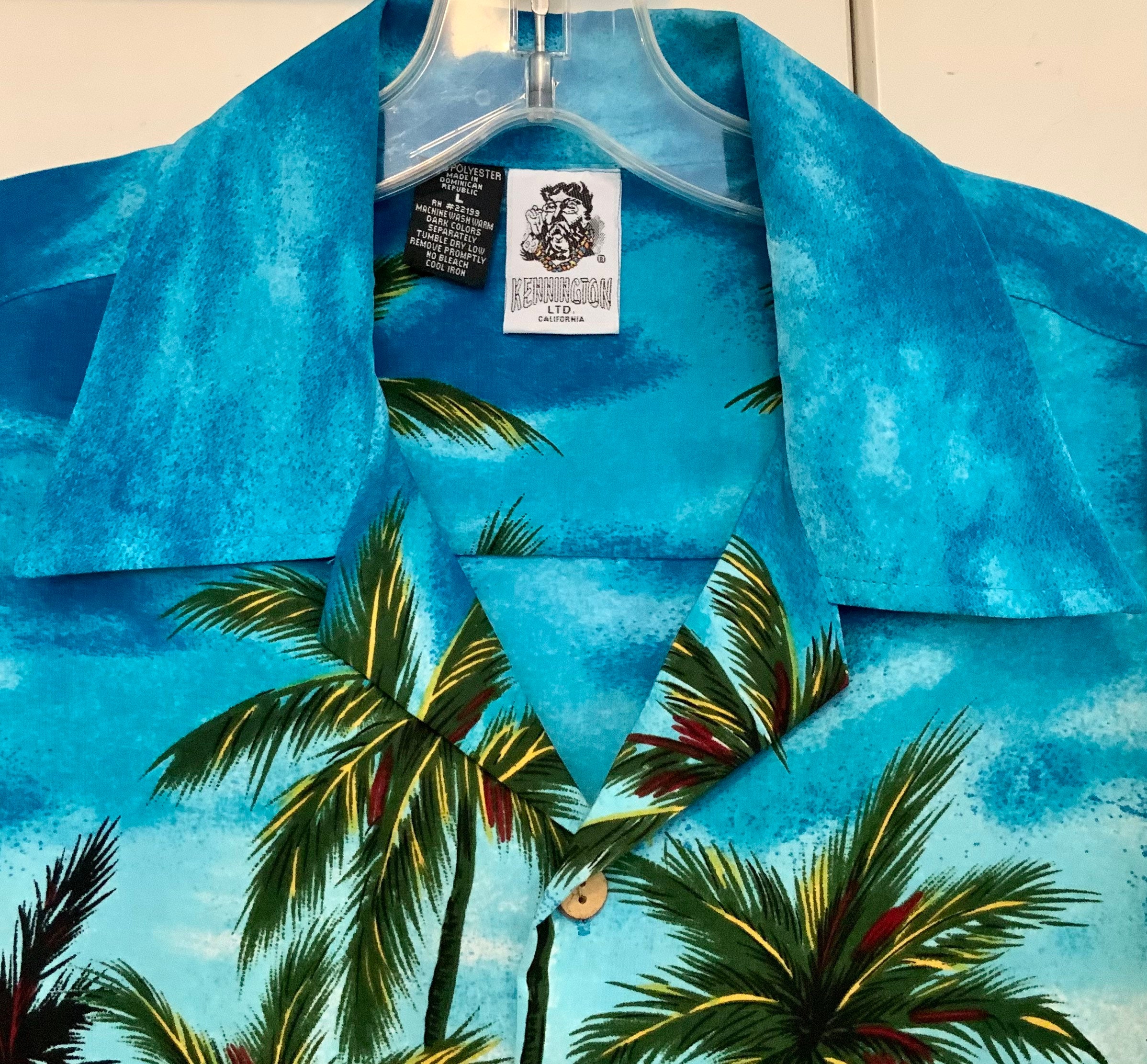 Mens Hawaiian Shirt/hula Girl Print/“kensington”/blue-red