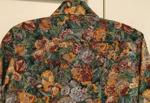 1970s Floral Print Blouse/Polyester/Dagger Collar… - image 8