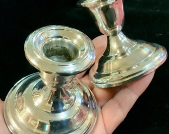 Empire Sterling Silver Candlestick candleholder Pair weighted 42 short 2 5 8 vintage 2 Piece SET franks Etsy