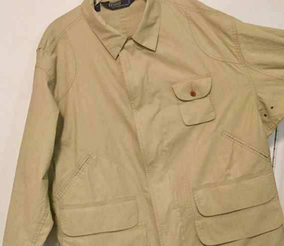 Mens Ralph Lauren Polo Khaki Jacket-trench Coat-safari-cargo-utility-fishing -hunting/outdoor Sportsman/size XL chest 54 Vintage 