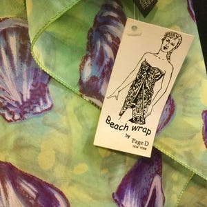 Swimsuit Coverup-Wrap-Sarong-Scarf/Nautical Shell Print/NWT/Swimwear-Cruise Wear-Beachwear/Summer/Woman&#39;s One Size/Vintage