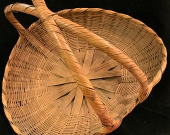 Wicker Basket/Gathering Basket/Harvest Basket/Rattan/Straw/Double-Handle/French? Farmhouse/Large 18”/Vintage