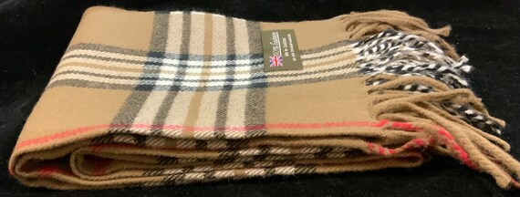 Nova Check Scarf/100% Cashmere/Thompson Camel Tar… - image 5