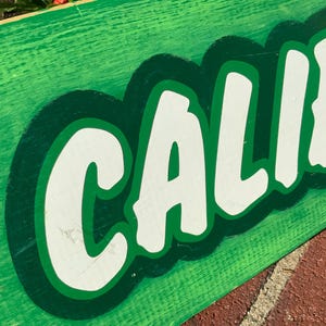 Vintage Painted Wood Sign/California State Wall Art/Arrow/Hand Painted/Jadeite Green & White/Large 34”L/Handmade/Vintage