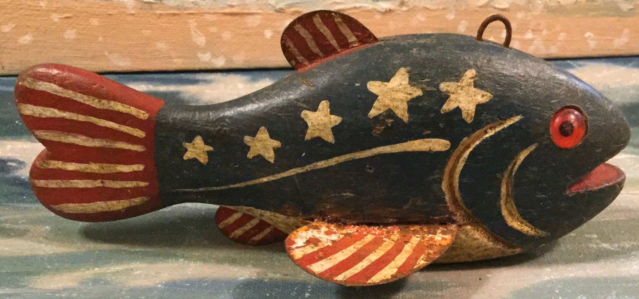 Vintage Fish Decoys Patriotic Hand Carved Wood Ice Spearing Etsy