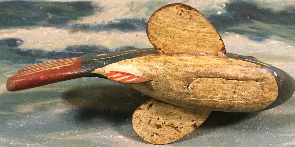 Vintage Patriotic Fish Decoy Hand Carved Wood Ice Spearing Etsy