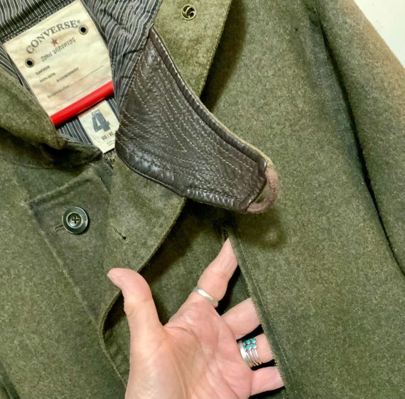 John Varvatos, John Varvatos Coat/Converse Chuck Taylor/Wool/Hooded/Army Green/Mens Size XL/Vintage 1990s
