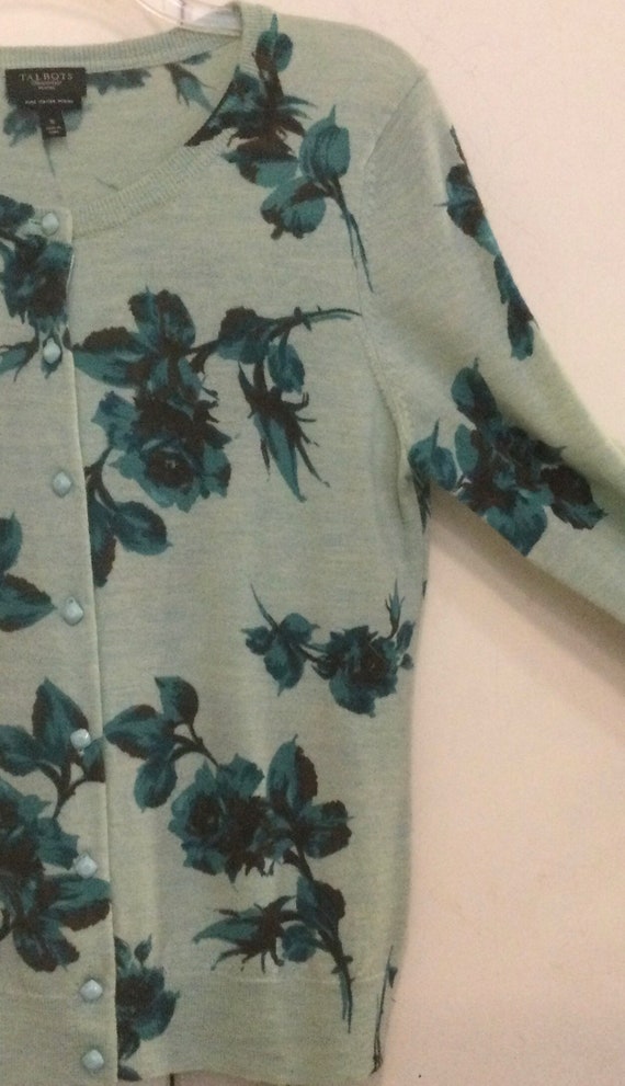 Blue Floral Print Cardigan Sweater Pair/Talbots &… - image 7