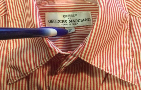 vlot dialect Proberen 1980 guess Georges Marciano Blouse-shirt-top/red & White - Etsy Denmark