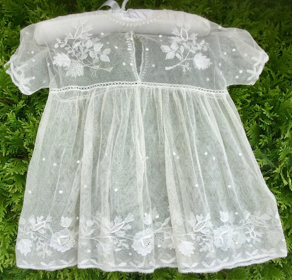 Baby Baptism Gown Christening Dress/French/White … - image 2