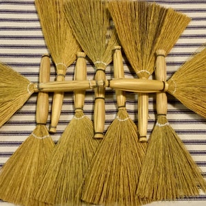 Whisk Broom-Lint Brush/Woven Natural Grass & Straw/Rustic Primitive Home Decor/Handmade/Small 9 Piece SET/Vintage