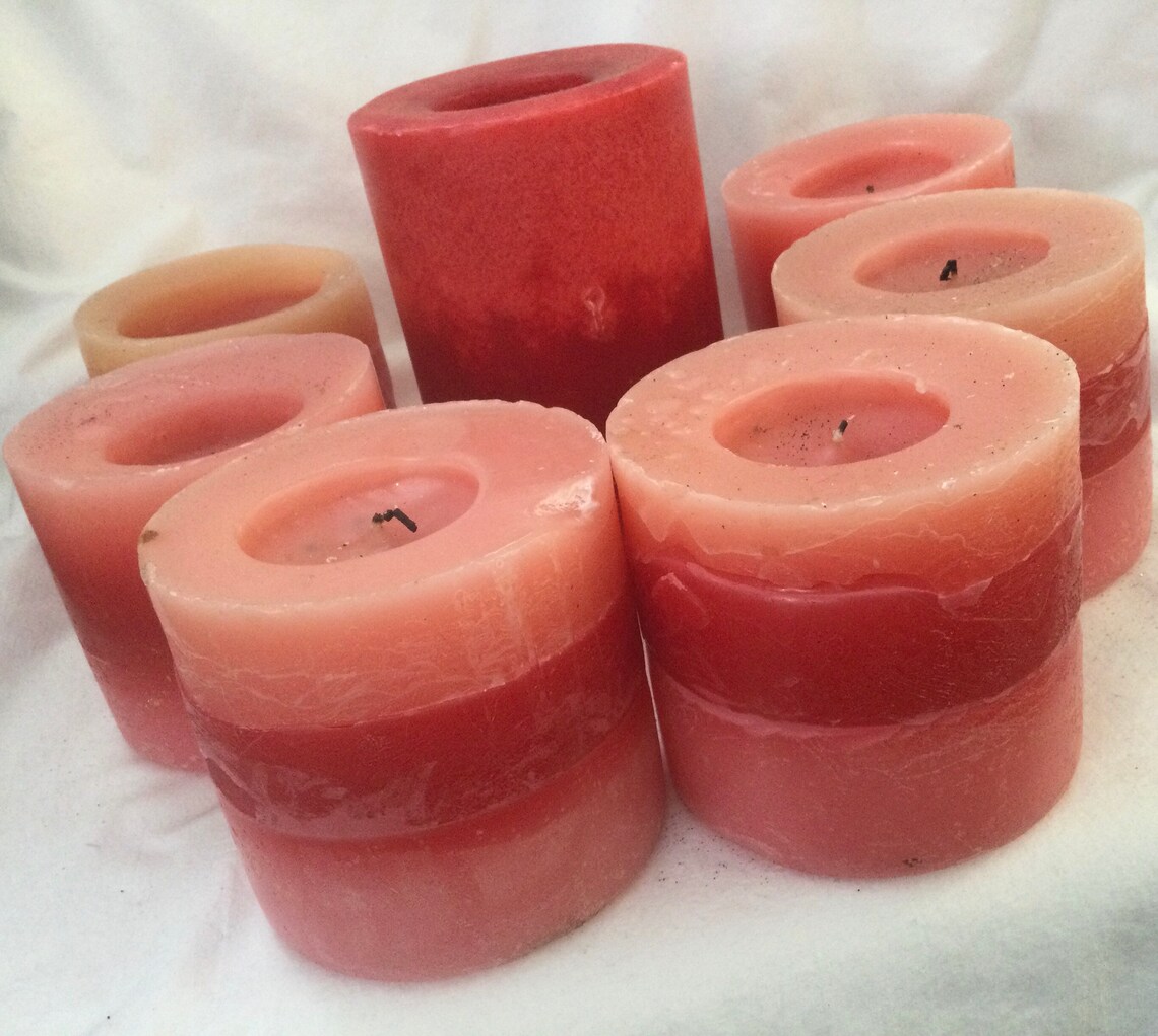 Lot Layered Pillar Candles Paraffin Wax Scented Pink/red Large Etsy