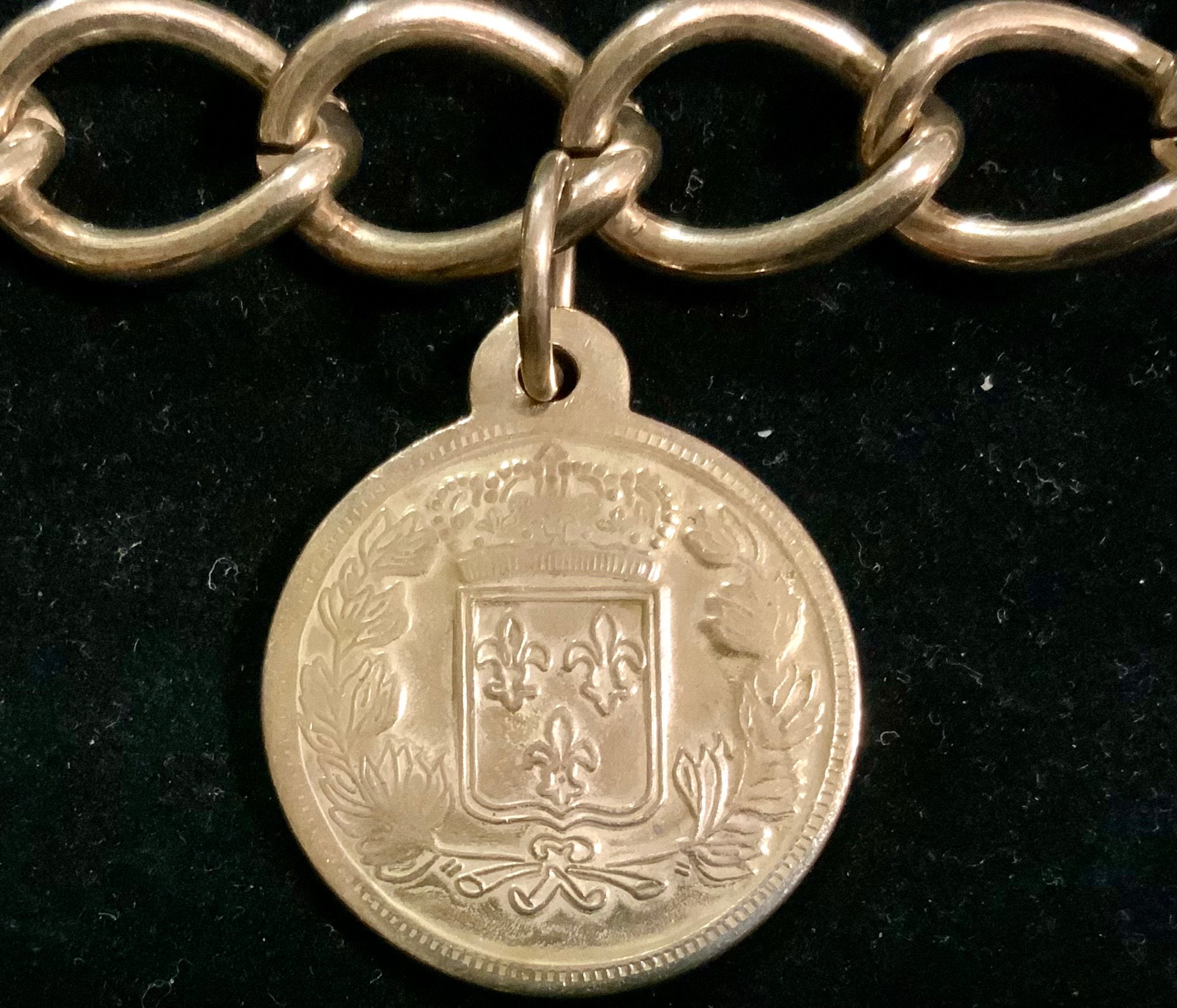 Vintage republique francaise gold chain coin belt Coin Chain Belt/multi Charm/french/republique Francaise/gold  main image 2