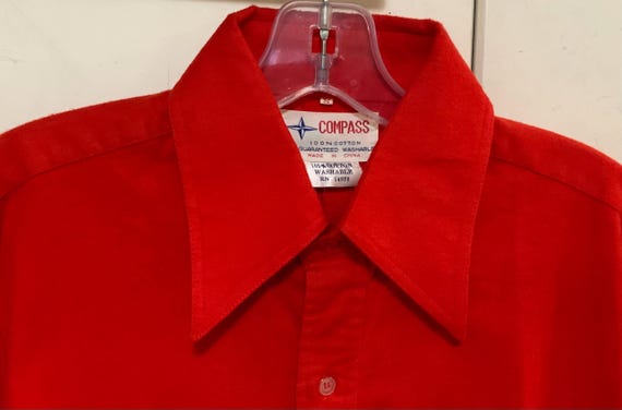 Red Flannel Shirt/Solid Red/Compass/Button Up/Dag… - image 6