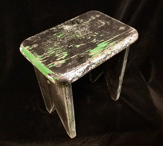 Small Green Painted Wooden Stool