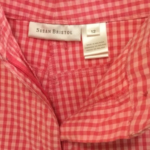 Pink Jeans-Pants-Slacks/Pink Gingham-Check/Susan Bristol/NWOT/Straight-Leg/High-Rise/Preppy/Woman’s Size 12 (waist 32”) Vintage 1980-1990s