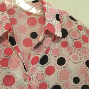 Pink Polka Dot Blouse-Shirt-Top/“Jaipur”/Polyester/NWT/Button-Up/Long-Sleeve/Collar/Easter/Woman’s Size XL (chest 46”) Vintage 1990s