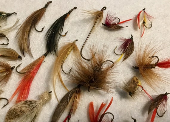 Buy Salefly Fishing Lure Hooks Trout Bass Hand-tied/feather/hair/salt Water  Fresh Water Small-med-large/unbranded/handmade 62pc Set/vintage Online in  India 