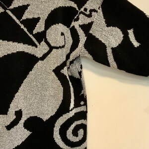 80s Black Pullover Sweater/Silver Metallic/Abstract Print/Jonathan Cass/Acrylic/Womans chest 42 Vintage 1970-1980s image 3