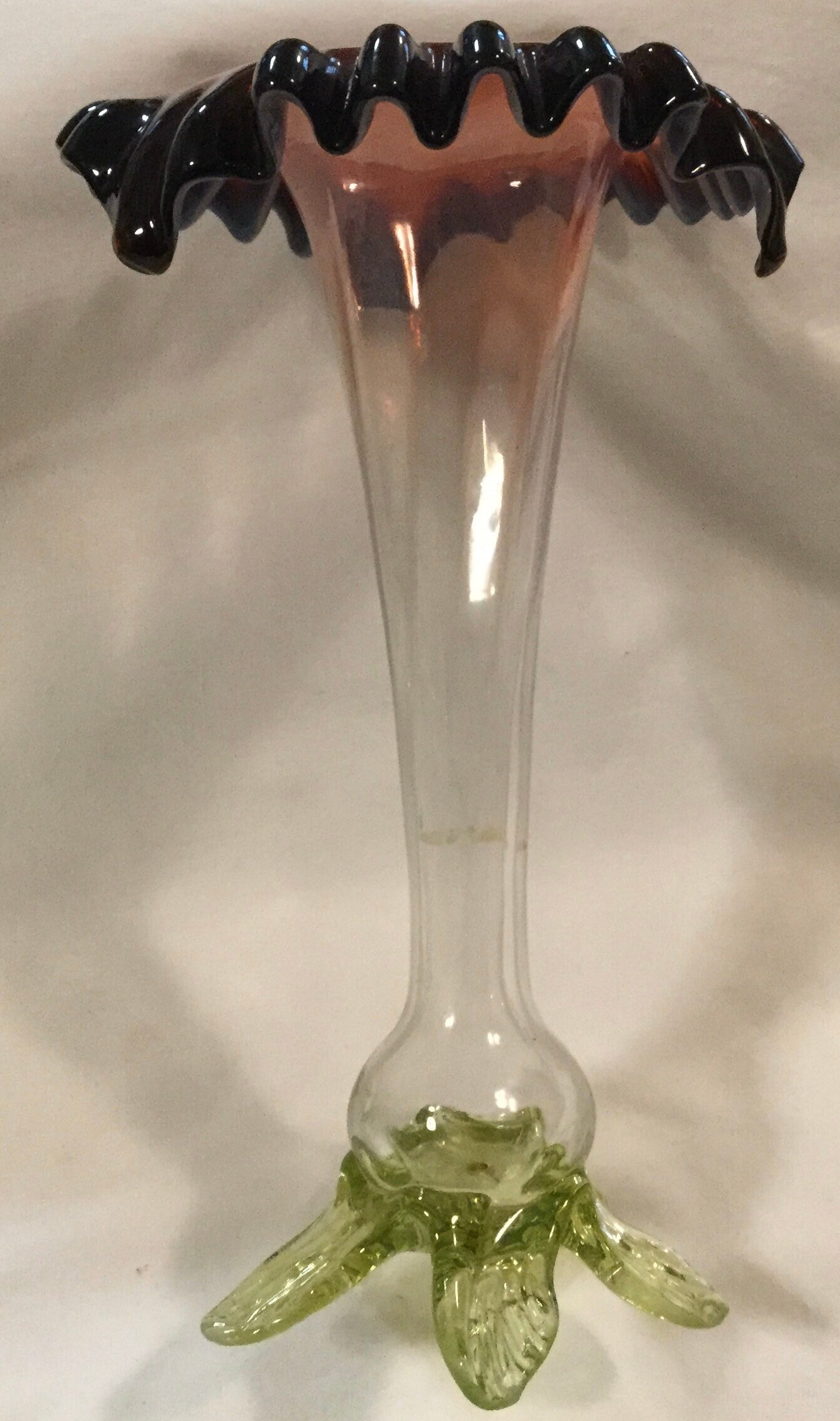 Vintage Art Glass Vase Pair Blown Glass Victorian Floral Etsy UK