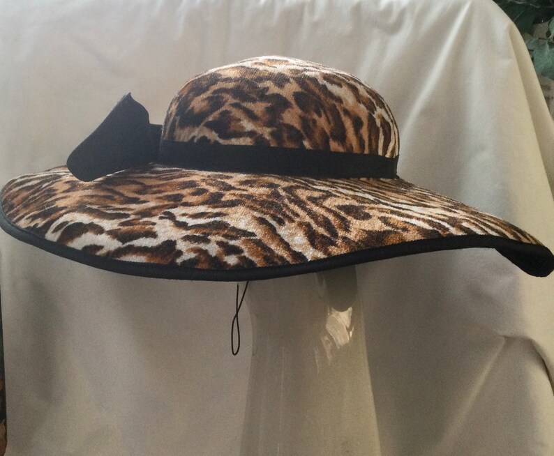 1980s Leopard Print Hat Large Wide Brim Brown/black Animal Etsy