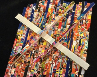 Puzzle Piece Lot/Sticks-Rods/Resin Composite/Multicolor Decoupage/DIY Craft-Mosaic-Collage Supply/28 Piece SET/7”L/Vintage 1990s