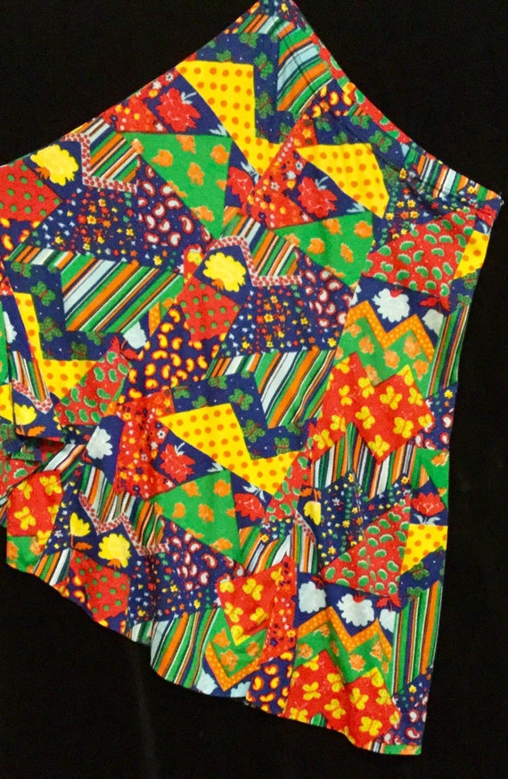 1970 Patchwork Skirt/Calico Floral Print/Geometric