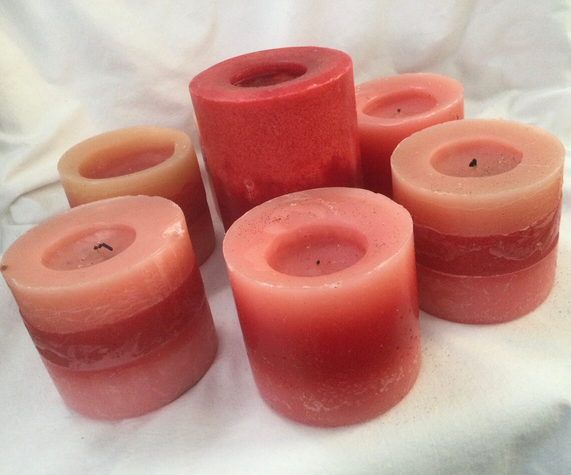Lot Layered Pillar Candles Paraffin Wax Scented Pink/Red Large Etsy