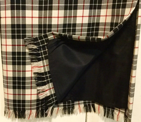 Black Plaid Maxi Skirt/Black & White Wool Scottis… - image 3