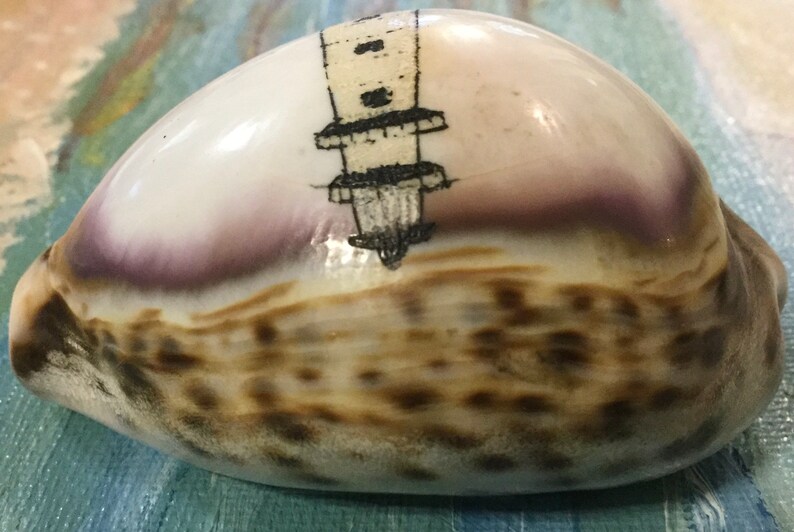 Maryland Souvenir/Assateague Island/Carved Cowrie Shell Art/Hand-Painted Seashell/Lighthouse/Virginia State Park Memorabilia/Vintage image 5