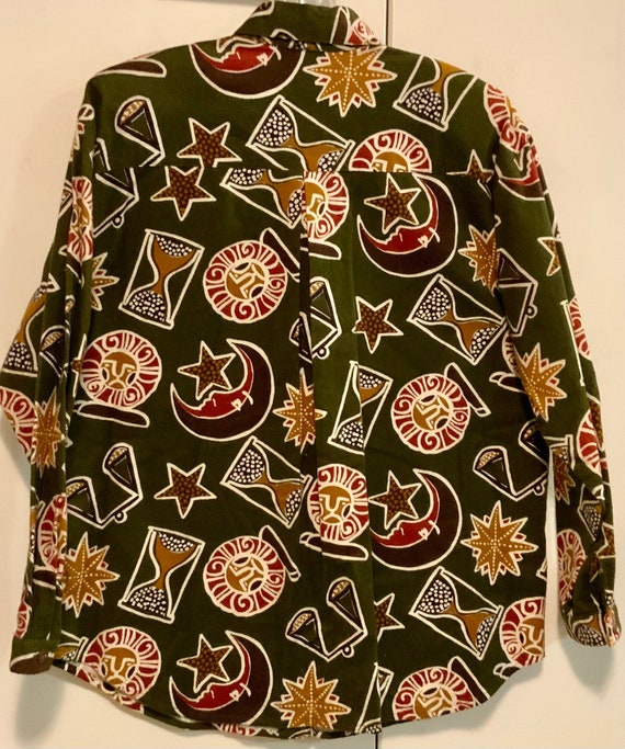 1980 Zodiac Print BlouseShirt/Astrology Symbol/Astro… Gem