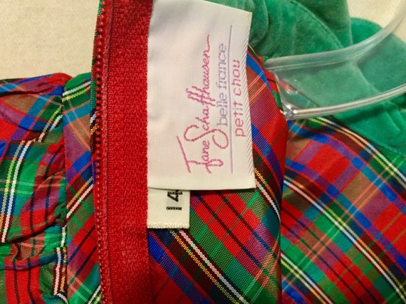 1980s Girl’s Christmas Dress/Red-Green Tartan Pla… - image 7