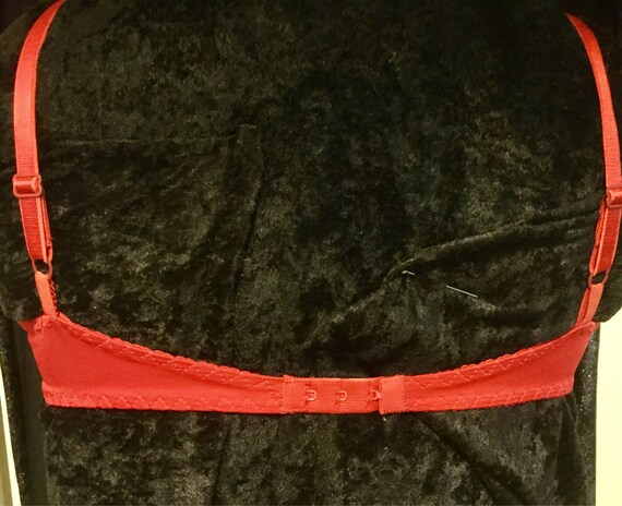 Velvet Bra SET/Black + Red Bralette/Size 38B & Si… - image 6