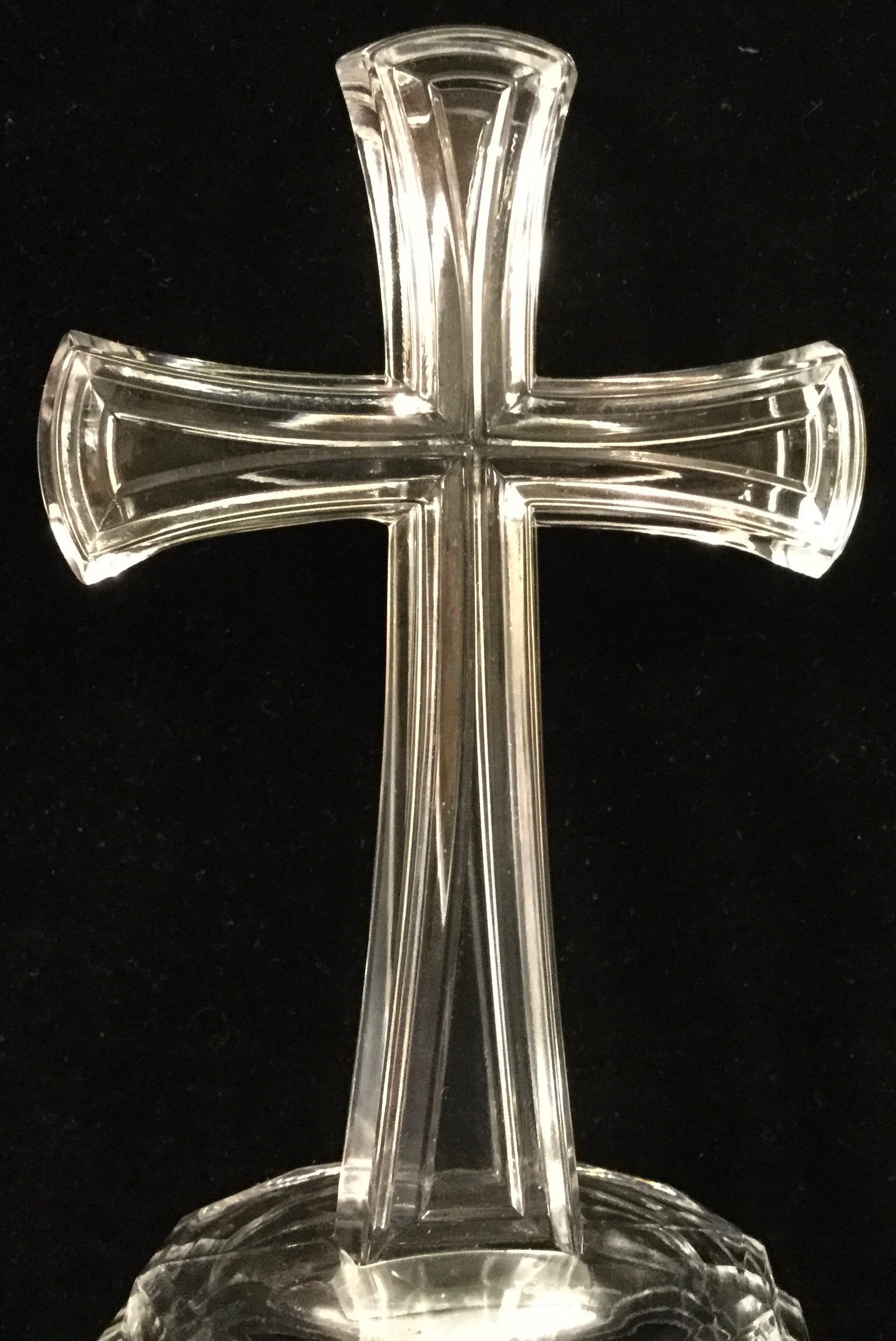 Vintage Clear Glass Crucifix Religious Lead Crystal Cross Pair Etsy