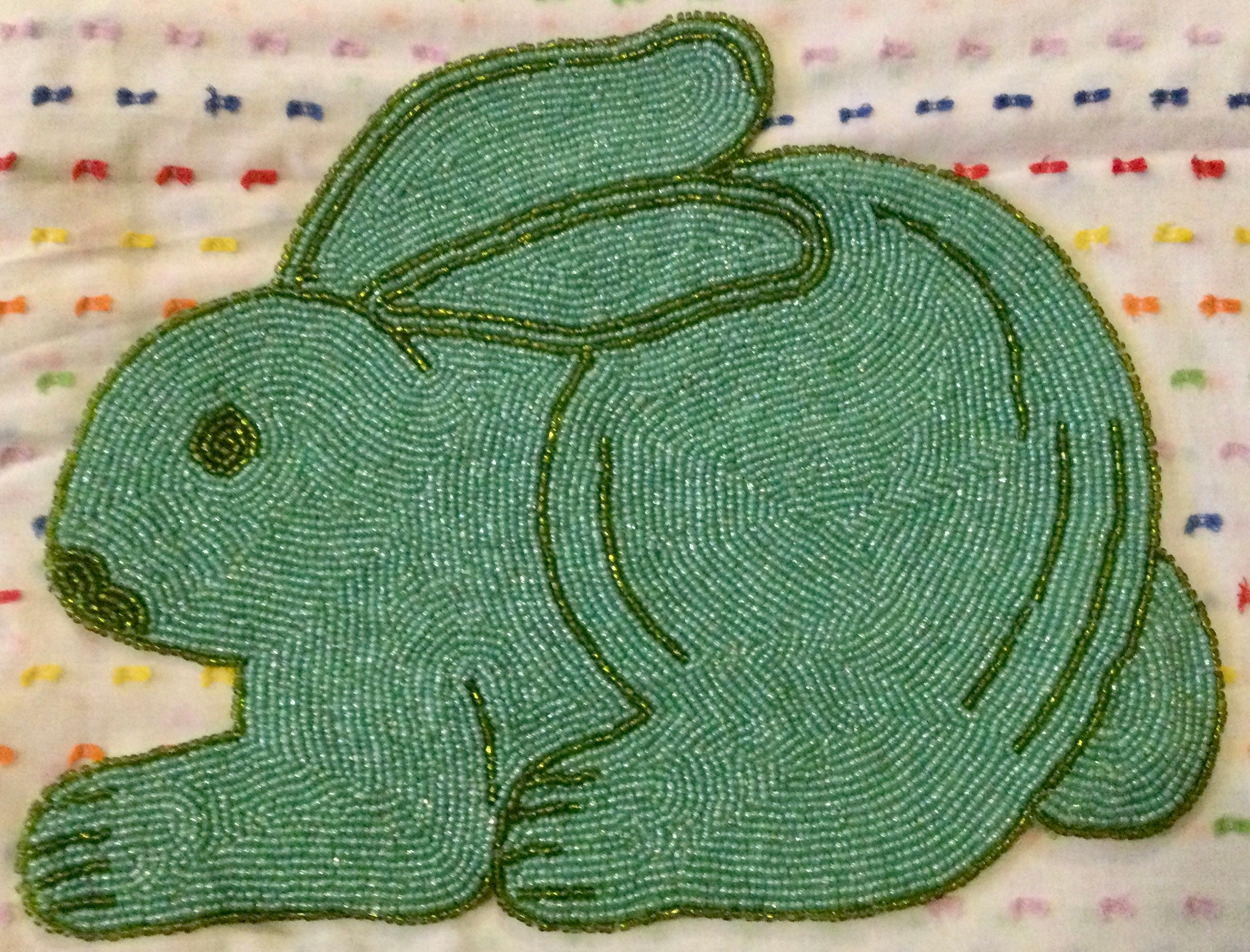 1990s Easter Bunny Placemats 4pc Beaded Green Glass Seed Beads Etsy