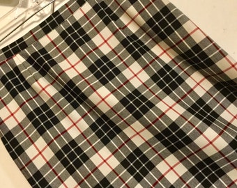 Black Plaid Maxi Skirt/Black & White Wool Scottish Tartan "Rafaella" NWOT/Preppy/Woman's Size 10/Vintage 1990s