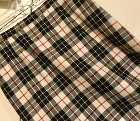 Black Plaid Maxi Skirt/Black & White Wool Scottis… - image 1