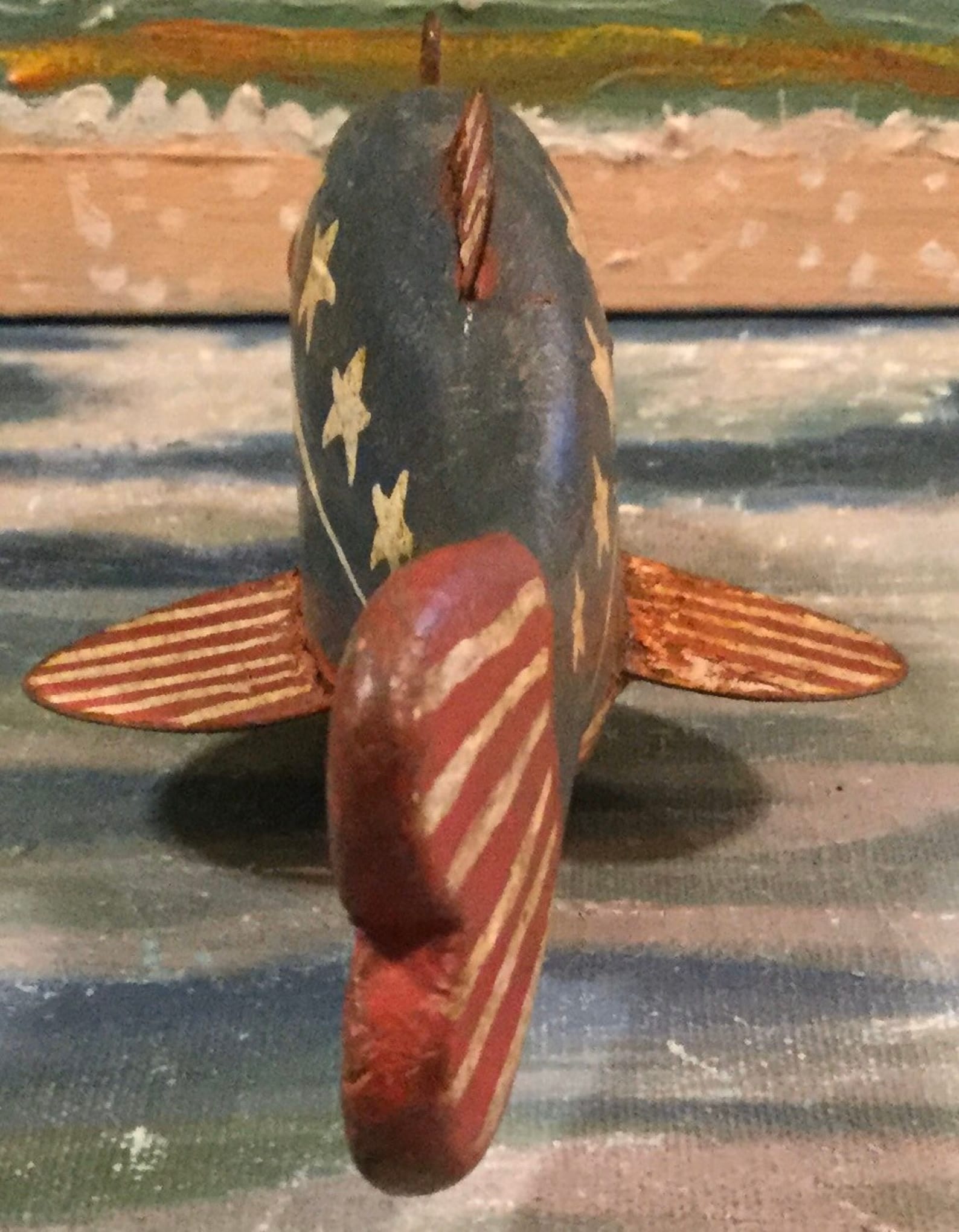 Vintage Patriotic Fish Decoy Hand Carved Wood Ice Spearing Etsy