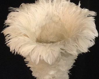 Feather Vase-Vessel/White Goose-Down Feathers/Romantic Wedding Decor/Angelic Christmas Decor/Large & Tall 24”H/Vintage 1990s