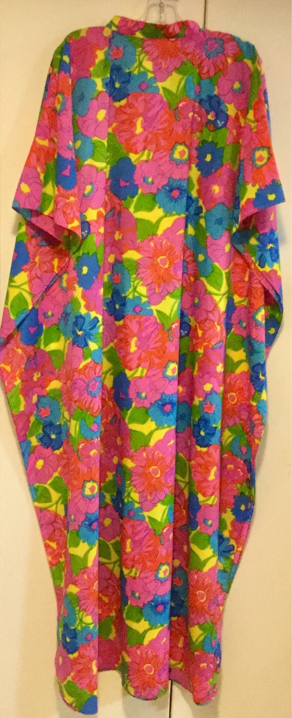 1970s Floral Hawaiian Caftan-Kaftan-MuuMuu-Dress … - image 3